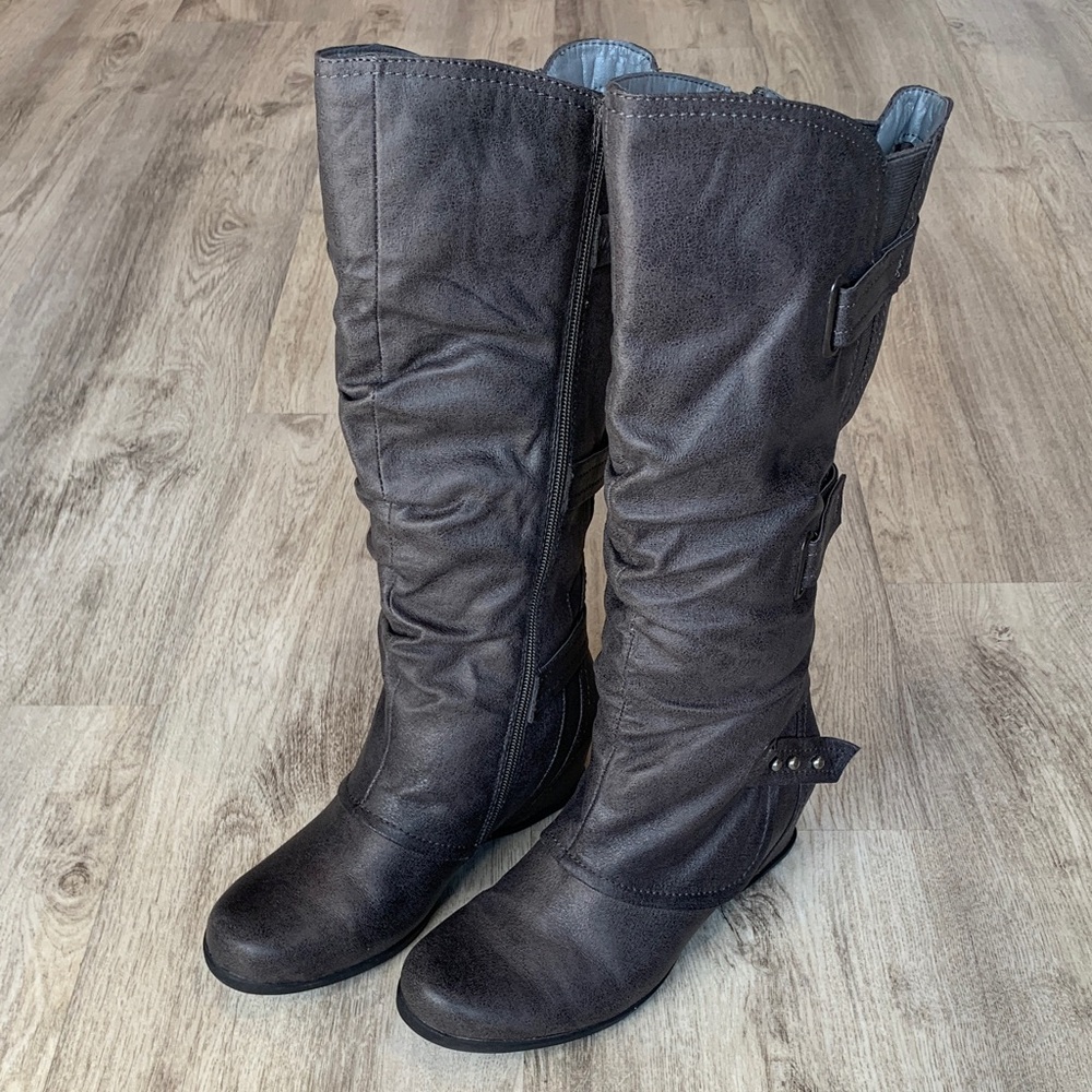 BareTraps Dark Gray Over the Knee Boots - Picture 3 of 16